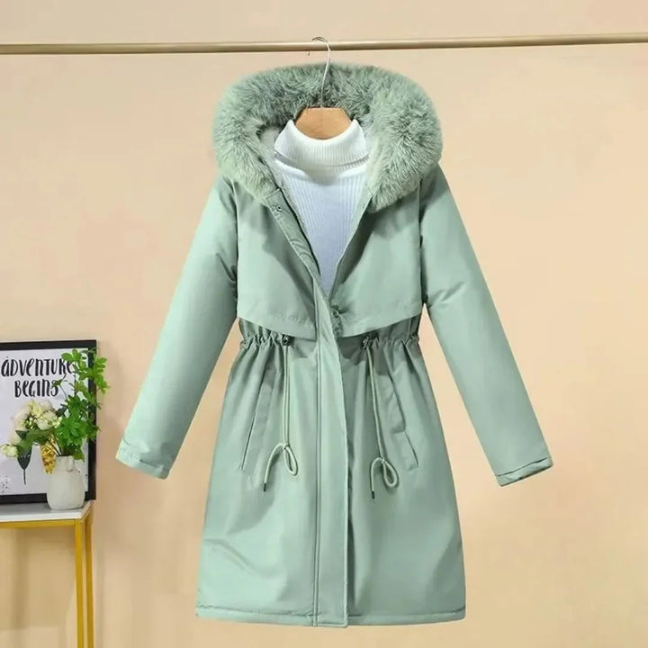 Women's Hooded Faux-Fur Long Winter Coat Green