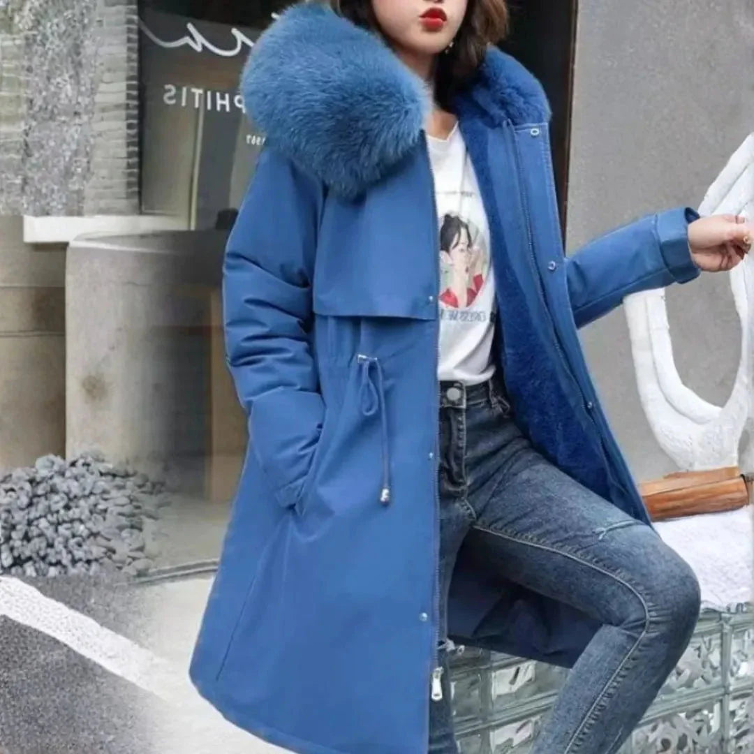Women's Hooded Faux-Fur Long Winter Coat