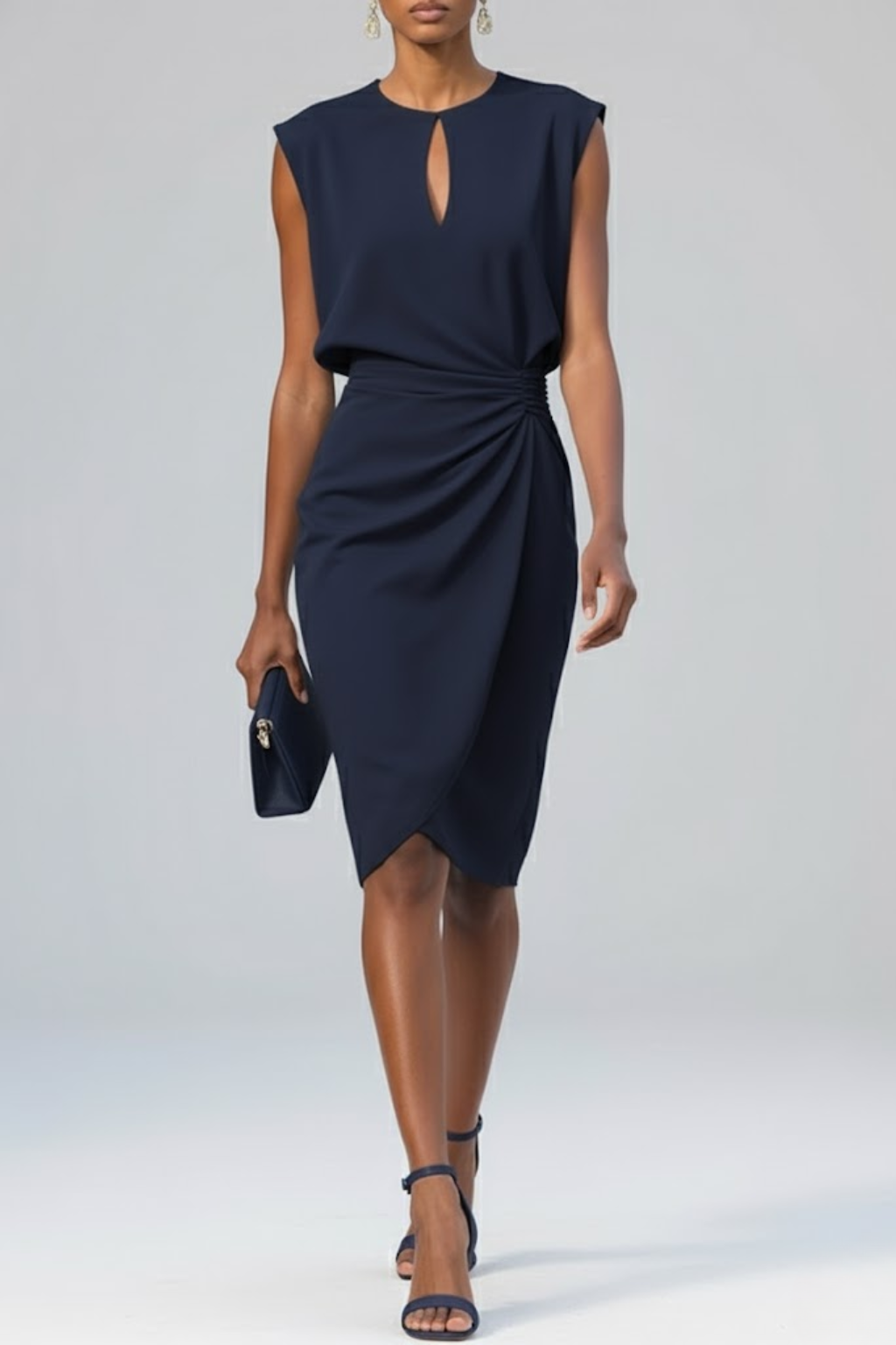 Violet | Women's Keyhole Neck Ruched Midi Dress