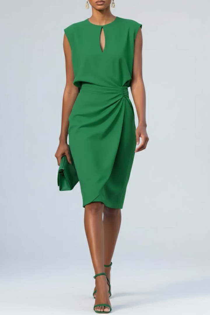 Violet | Women's Keyhole Neck Ruched Midi Dress