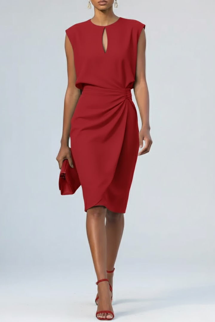Violet | Women's Keyhole Neck Ruched Midi Dress
