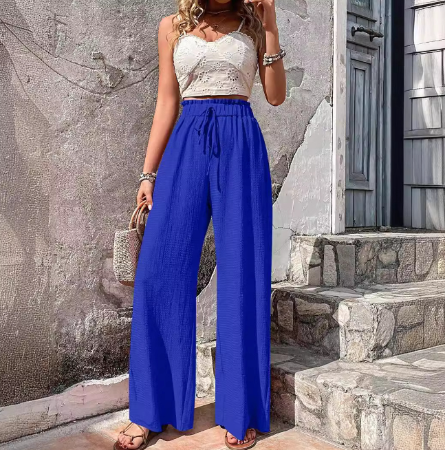 Women's Lightweight Casual Wide-Leg Pants Blue