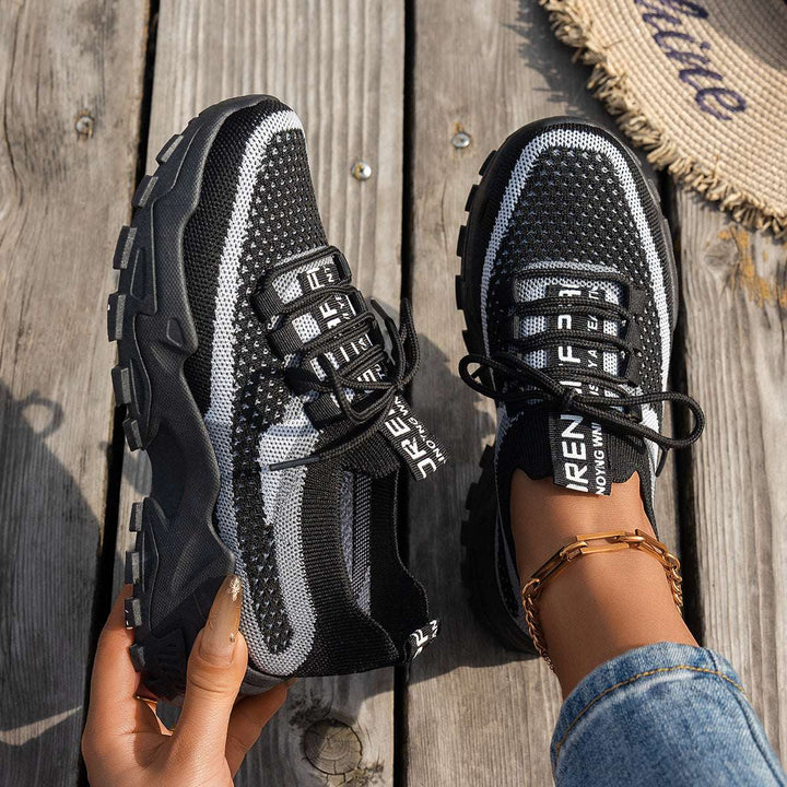 Women's Lightweight Flyknit Mesh Lace-Up Sneakers