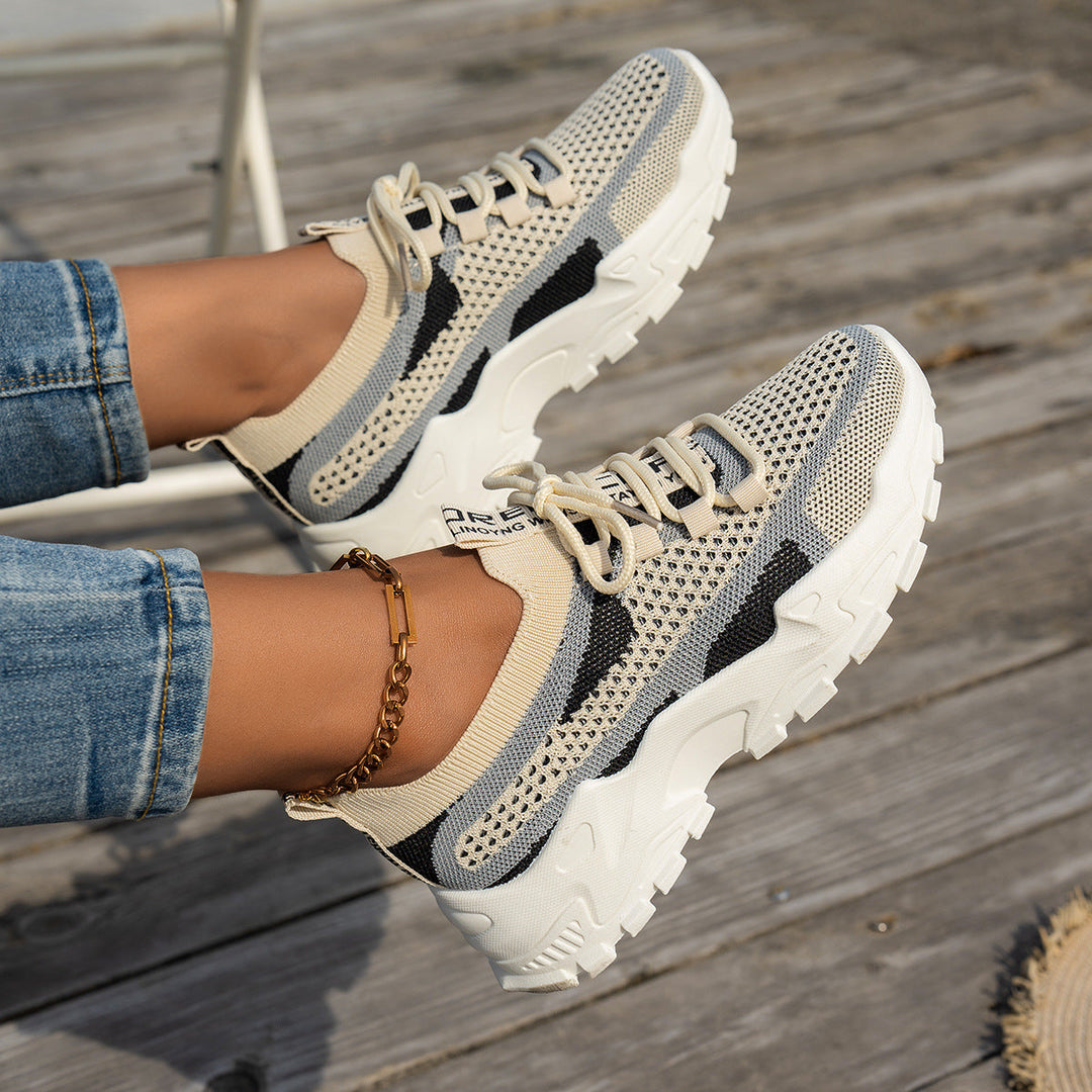 Women's Lightweight Flyknit Mesh Lace-Up Sneakers