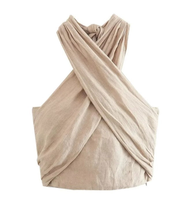 Women's Linen Halterneck Top - Titania Style