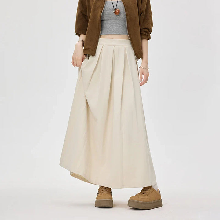 Women's Long Pleated Skirt - Elegant & Flowing Design Apricot