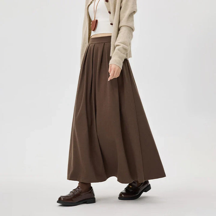 Women's Long Pleated Skirt - Elegant & Flowing Design Coffee