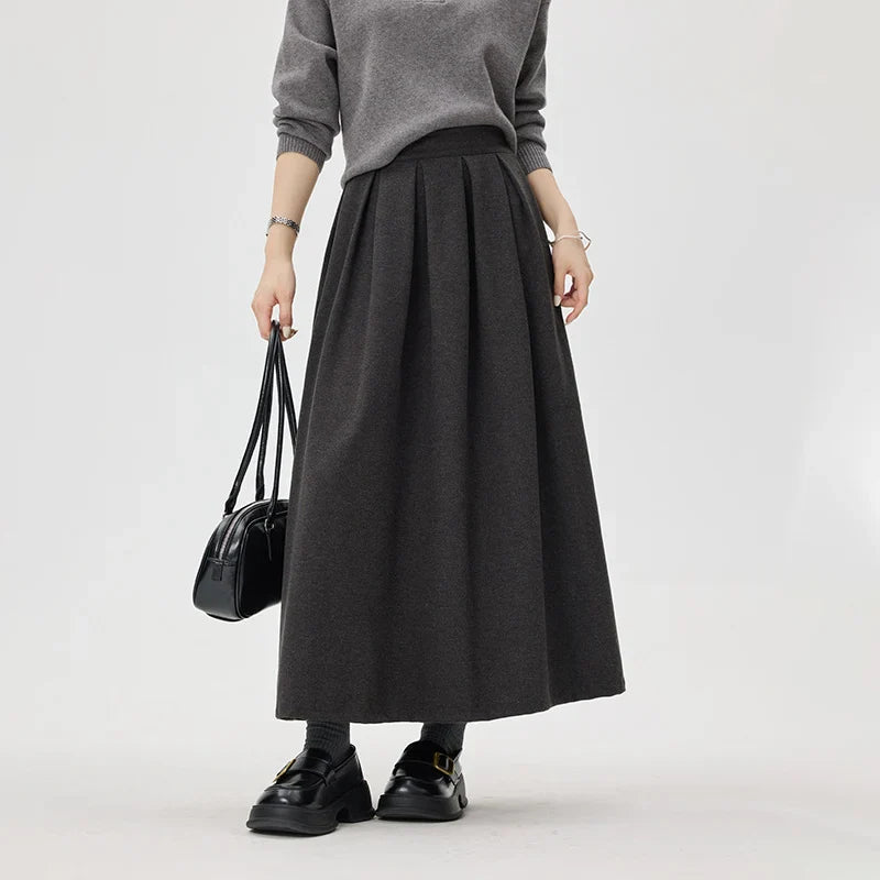 Women's Long Pleated Skirt - Elegant & Flowing Design Grey