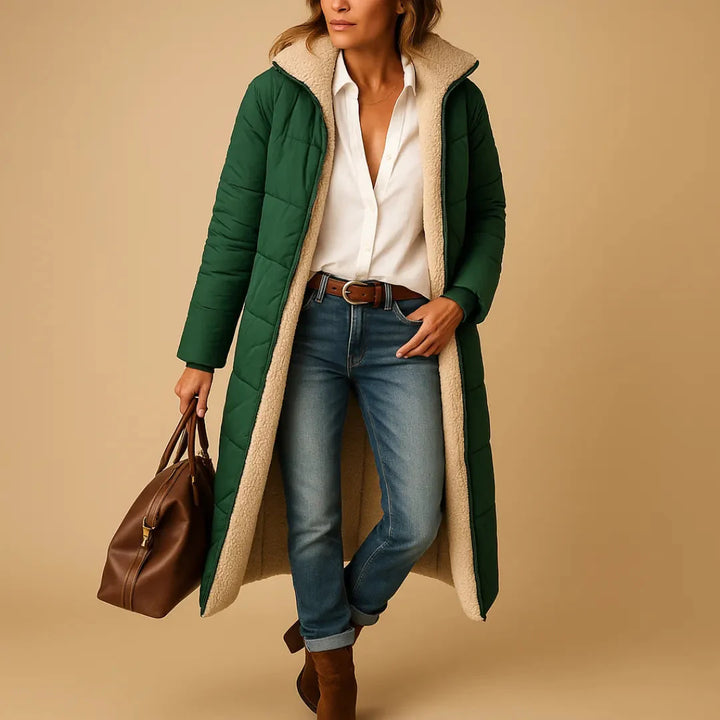 Women's Long Quilted Puffer Jacket Army Green