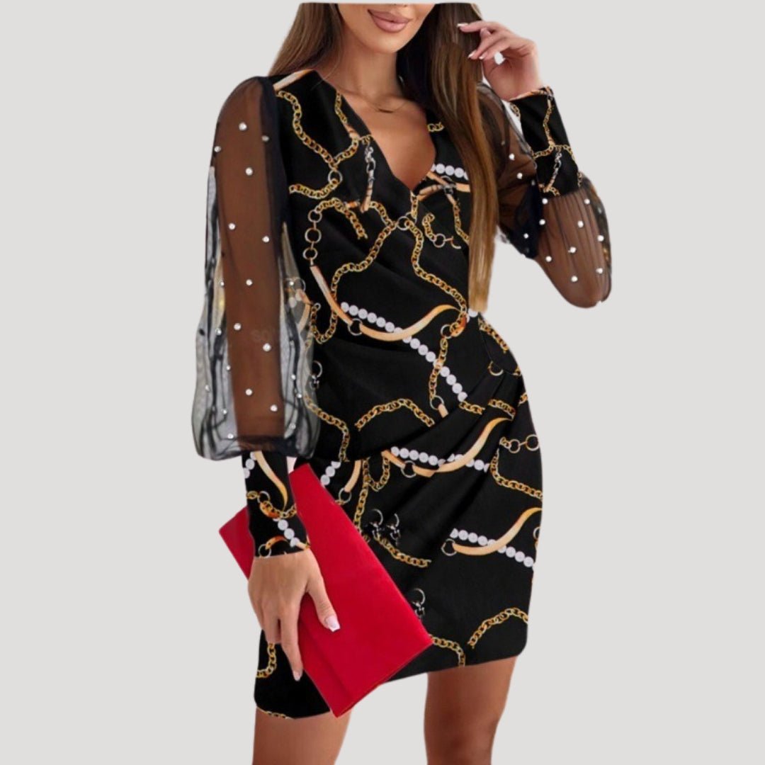 Scarlett | Vestito Mini da Donna con Maniche Trasparenti e Scollo a V