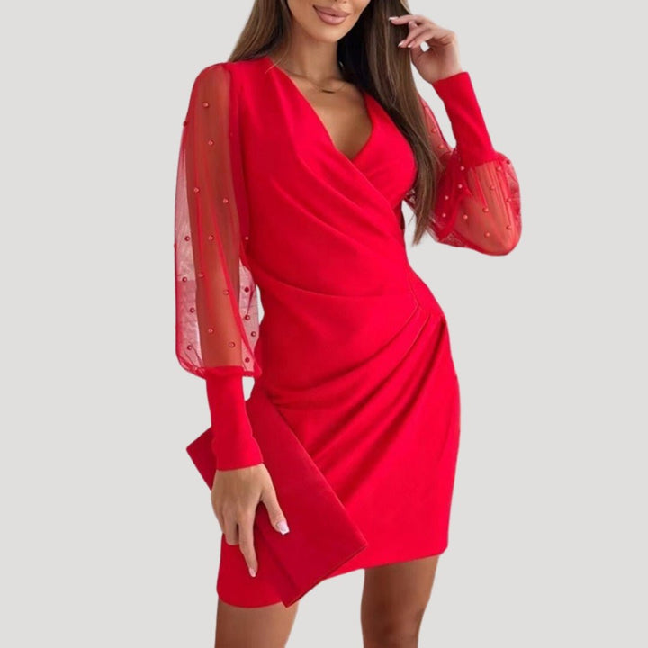 Scarlett | Vestito Mini da Donna con Maniche Trasparenti e Scollo a V