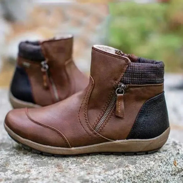 Women’s Orthopedic Waterproof Ankle Boots – Premium Comfort Brown