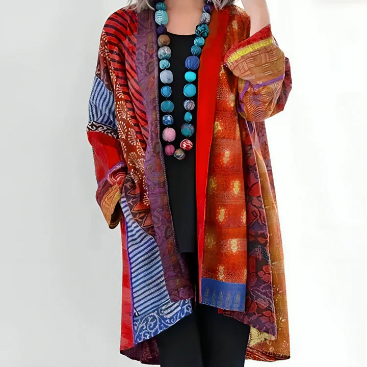 Women's Oversized Cotton Cardigan with Front Pocket Red