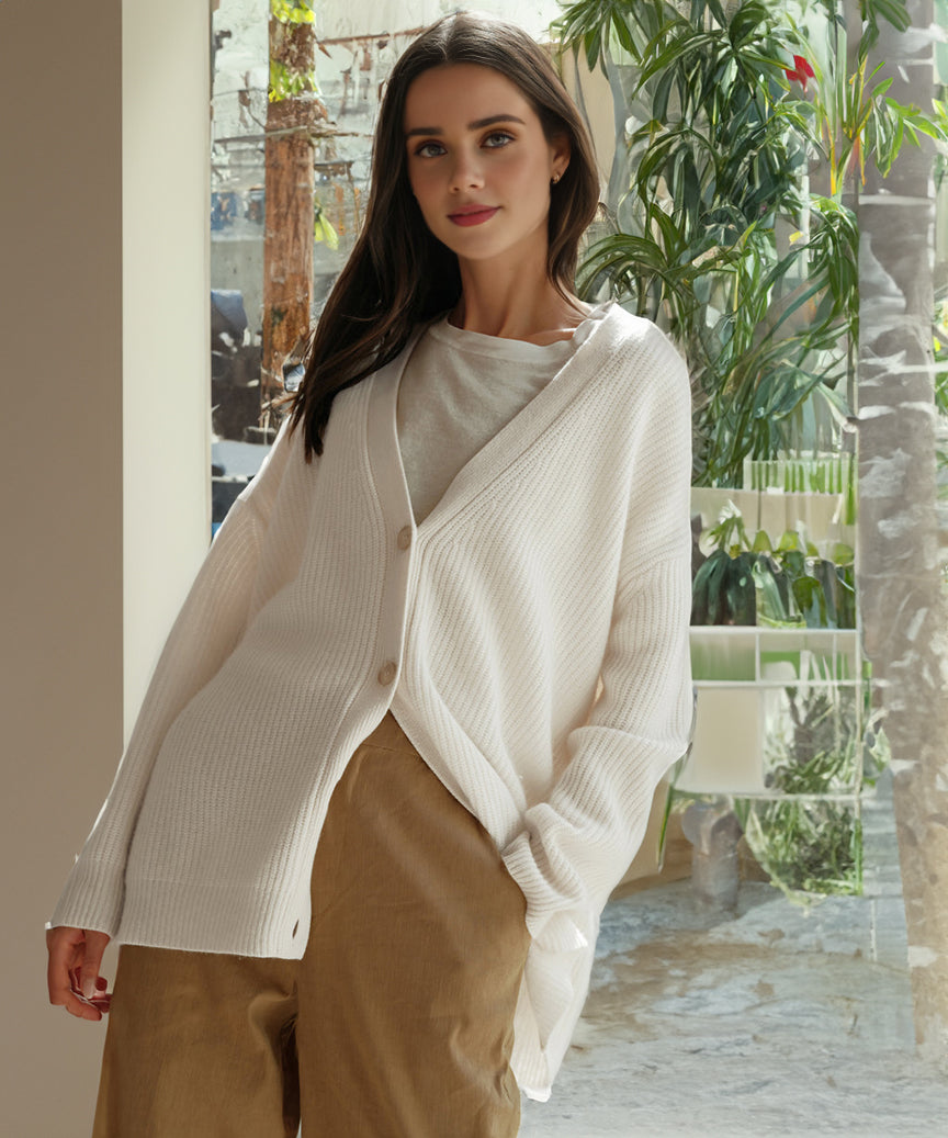 Women's Oversized Ribbed Button Front Cardigan – Cozy & Casual