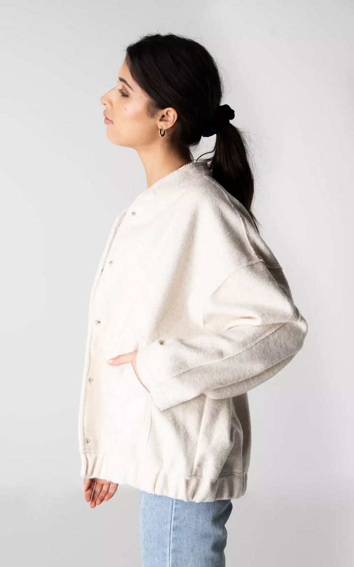 Womens Oversized Tweed Bomber Jacket Cozy Autumn Style