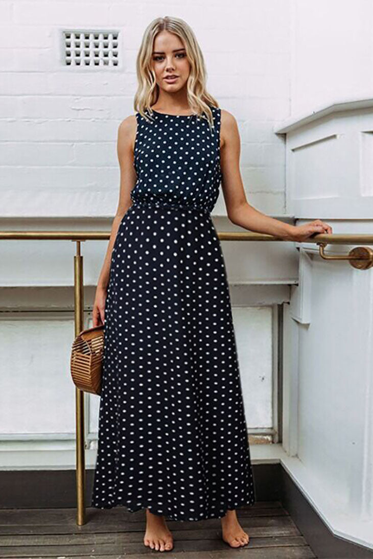 Women's Polka Dot Maxi Dress