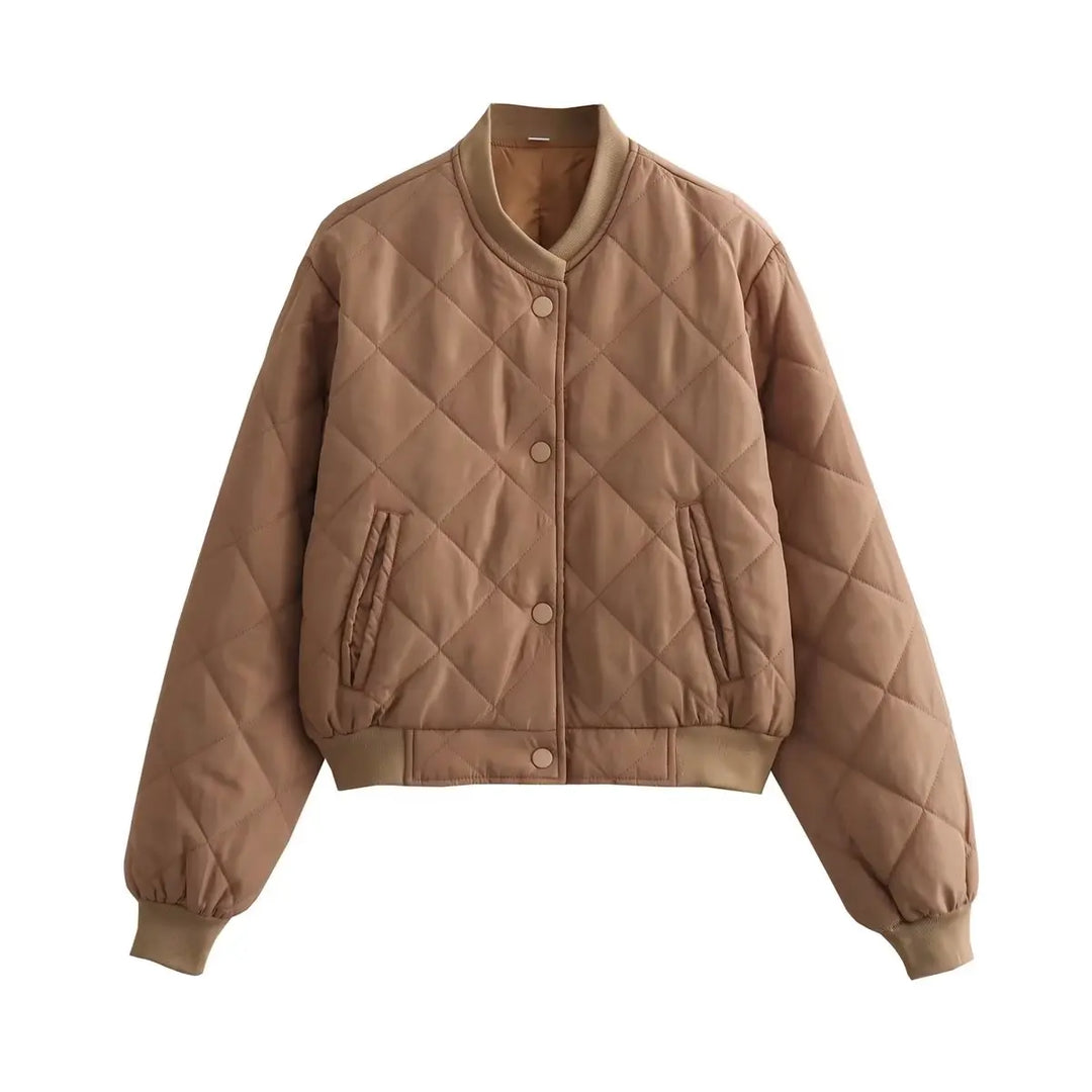 Women's Quilted Bomber Jacket Khaki