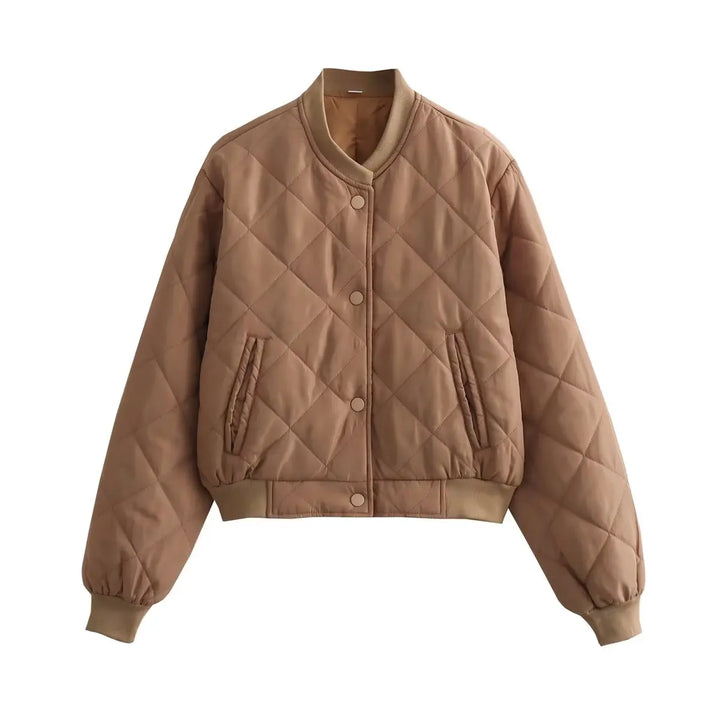 Women's Quilted Bomber Jacket Khaki