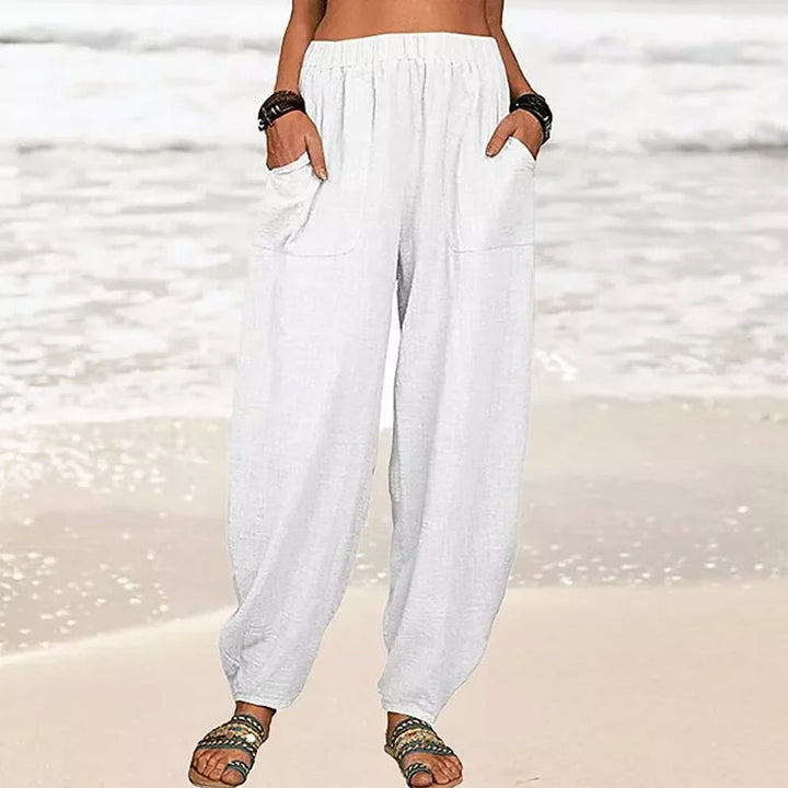 Women's Relaxed Beach Pants | Casual Summer Trousers White