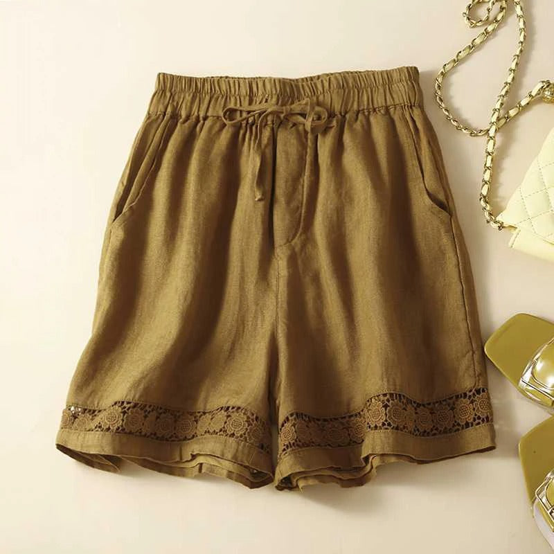 Women's Relaxed Floral Shorts Khaki