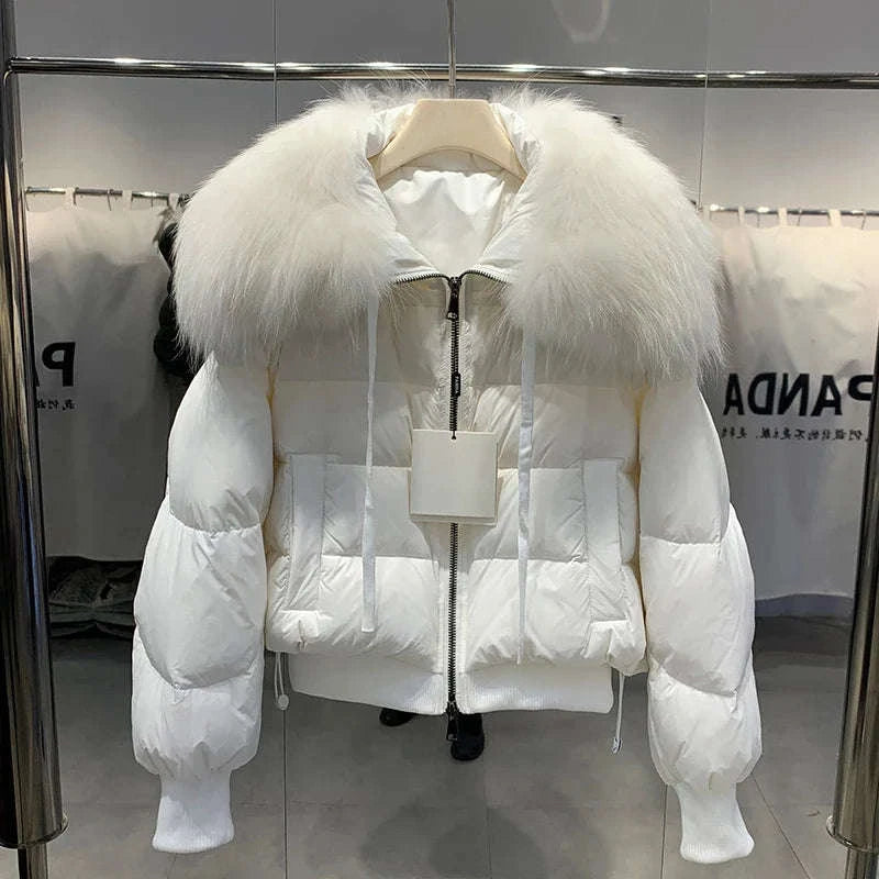 Women's Short White Duck Down Parka White 1