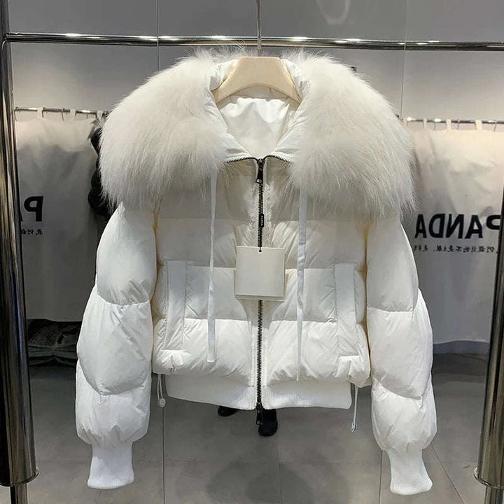 Women's Short White Duck Down Parka White 1