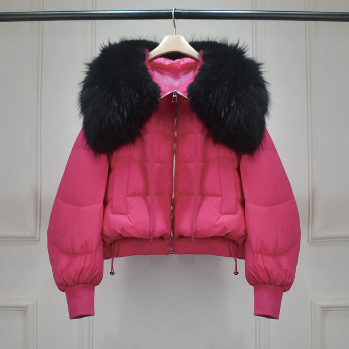 Women's Short White Duck Down Parka Rose 4
