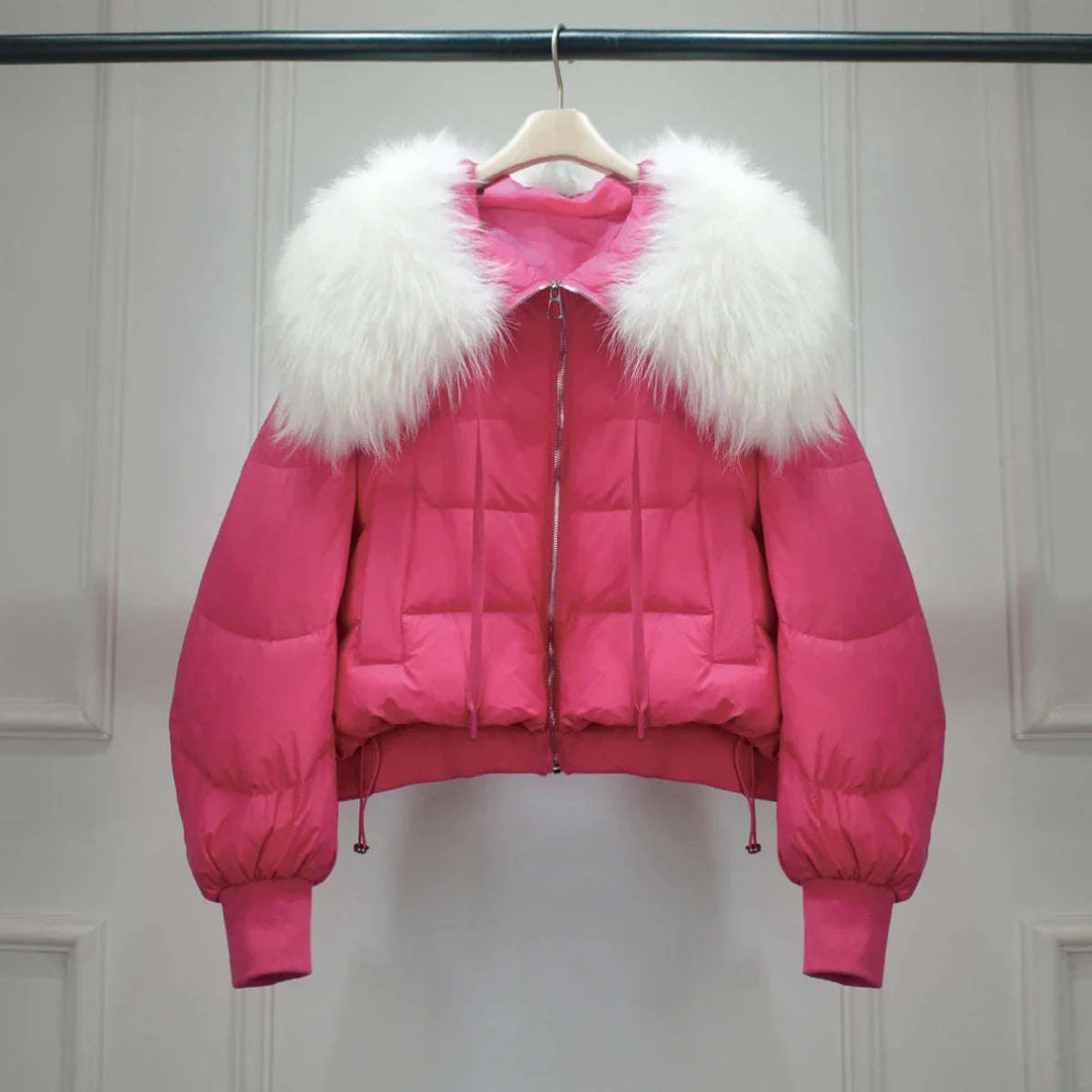 Women's Short White Duck Down Parka Rose 2