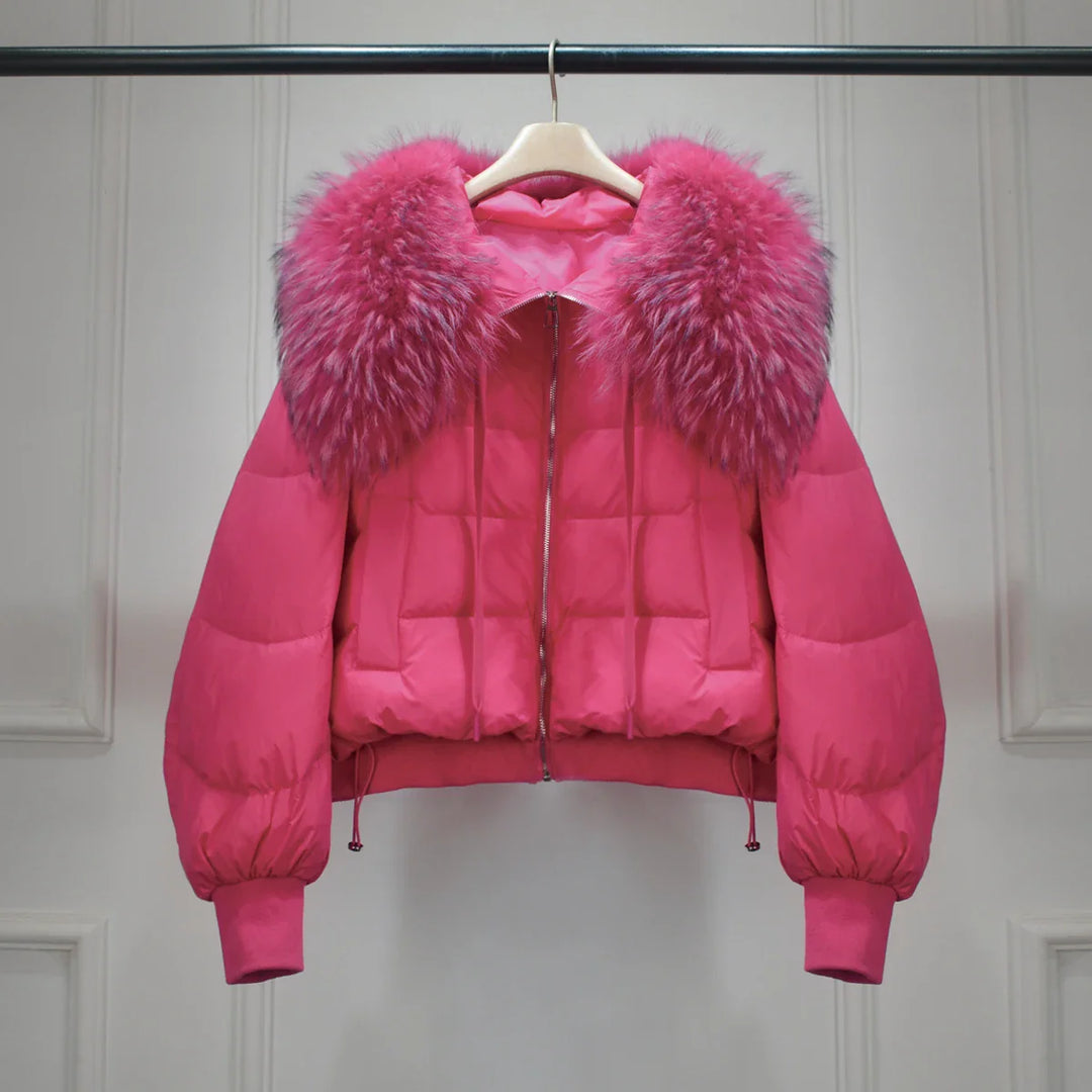 Women's Short White Duck Down Parka Rose 1