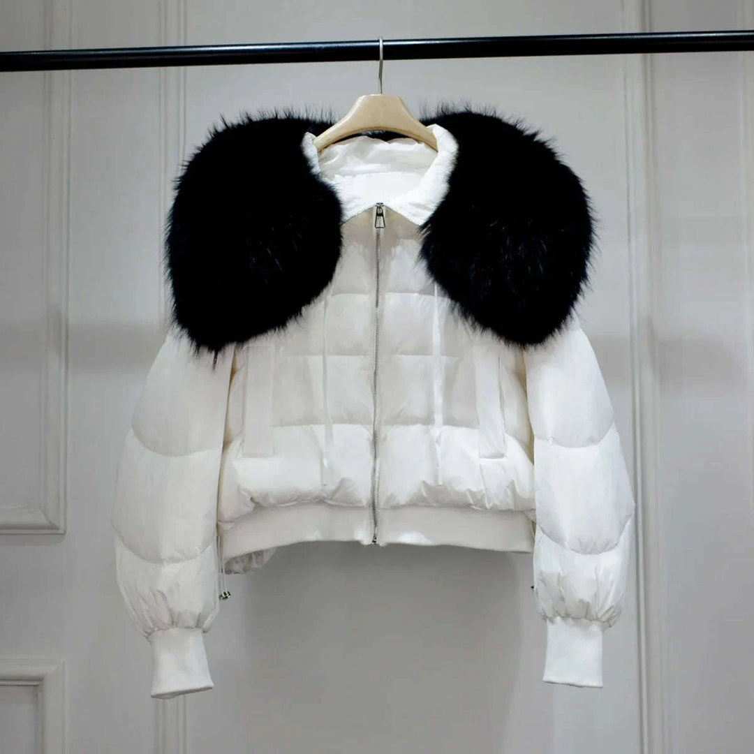 Women's Short White Duck Down Parka White 4
