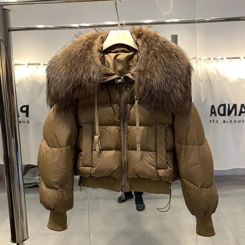 Women's Short White Duck Down Parka