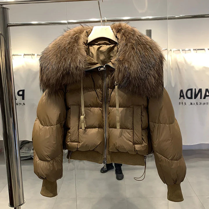 Women's Short White Duck Down Parka