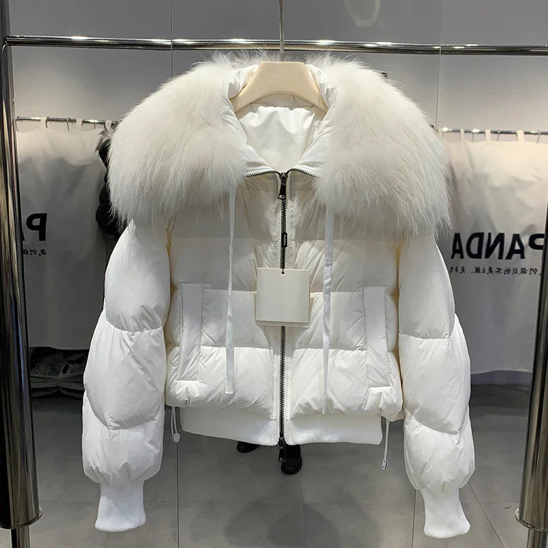 Women's Short White Duck Down Parka