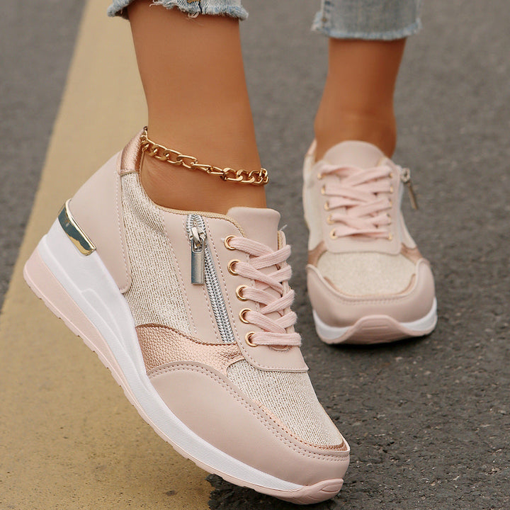 Women's Side-Zip Lace-Up Sneakers