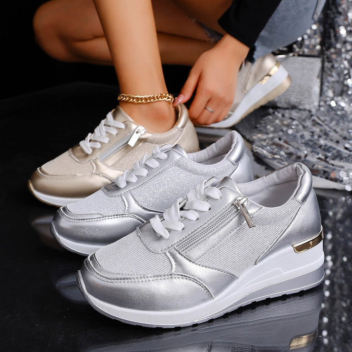 Women's Side-Zip Lace-Up Sneakers