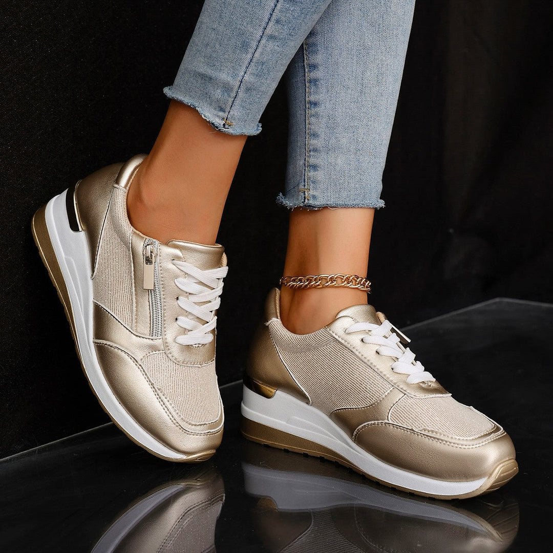 Women's Side-Zip Lace-Up Sneakers
