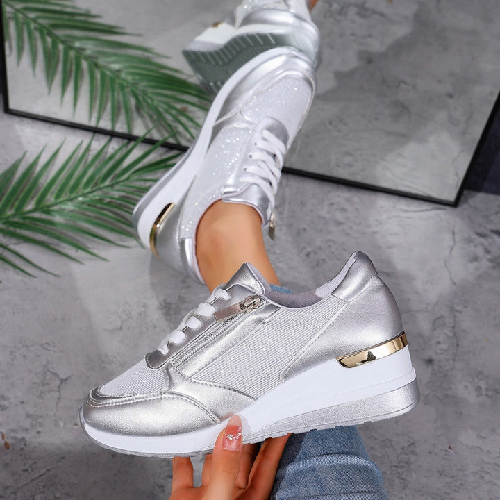Women's Side-Zip Lace-Up Sneakers