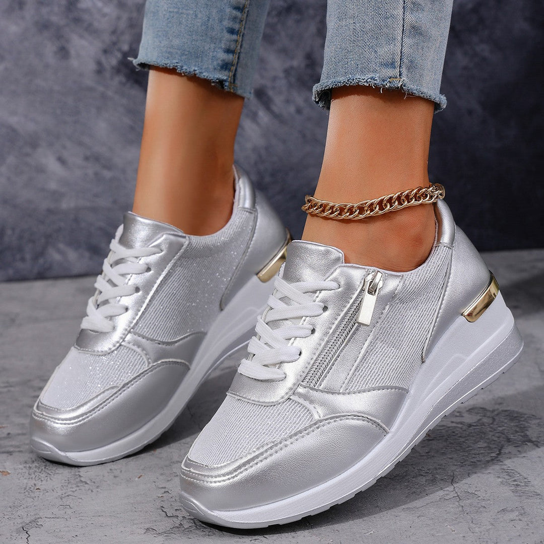 Women's Side-Zip Lace-Up Sneakers
