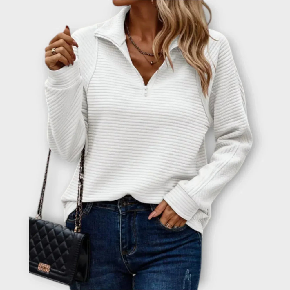 Women's Sleek Stand Collar Half-Zip Pullover-MODAUTLET