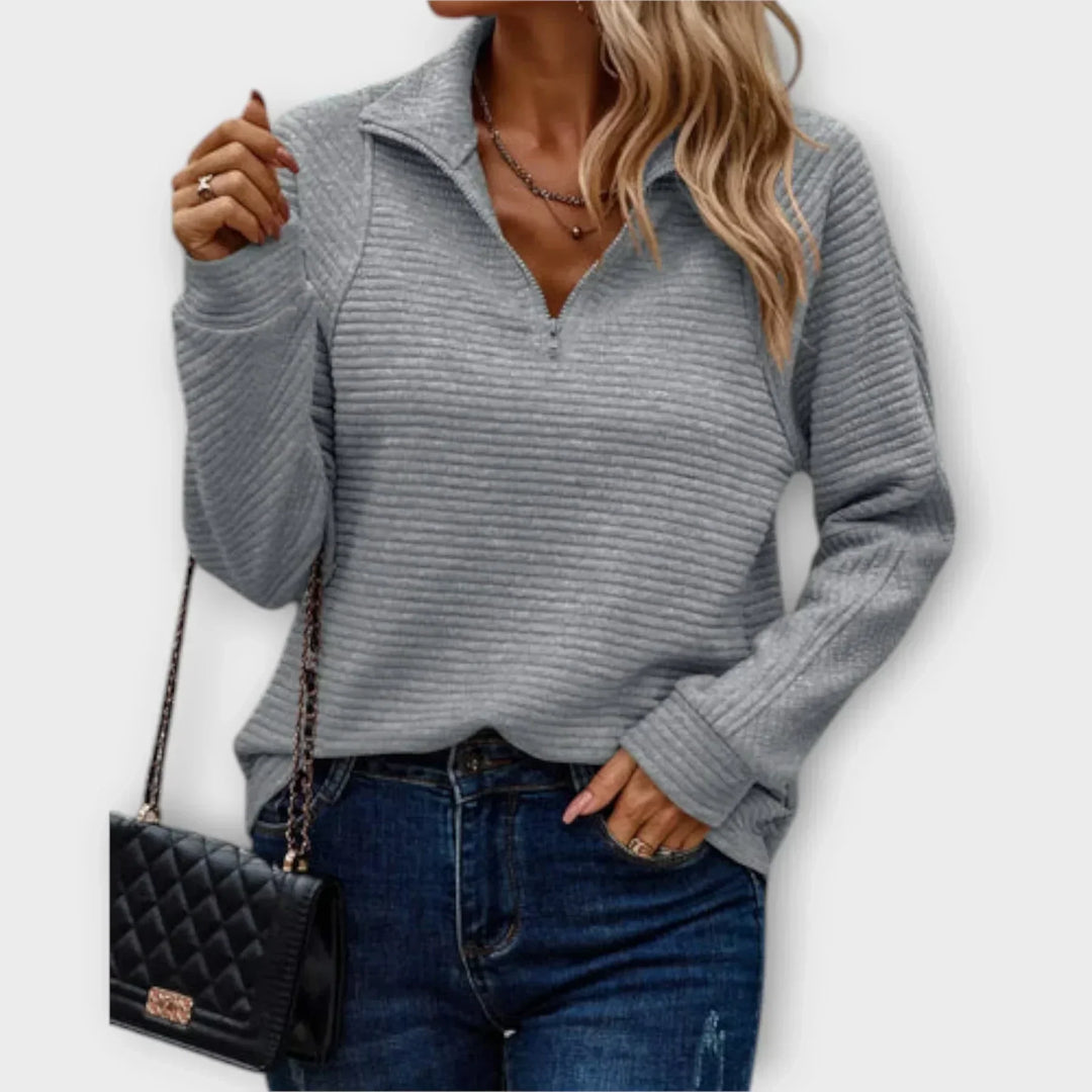 Women's Sleek Stand Collar Half-Zip Pullover-MODAUTLET