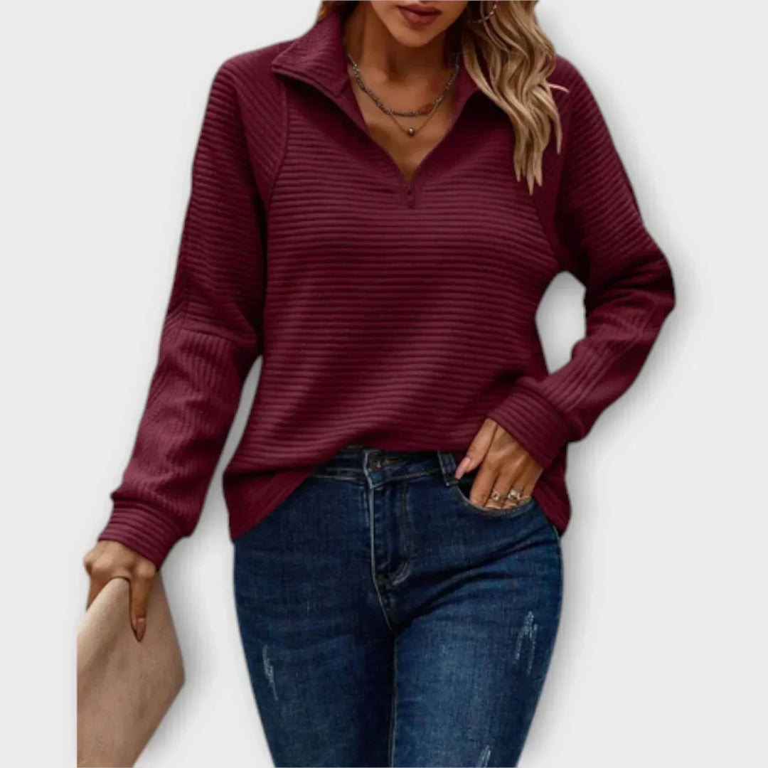 Women's Sleek Stand Collar Half-Zip Pullover-MODAUTLET