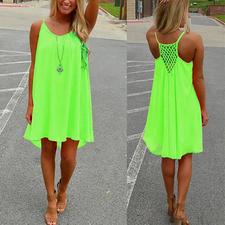Women's Sleeveless Mini Dress Neon Green