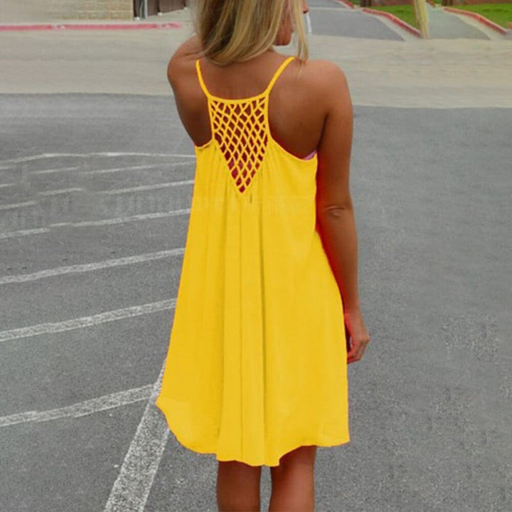 Women's Sleeveless Mini Dress Yellow