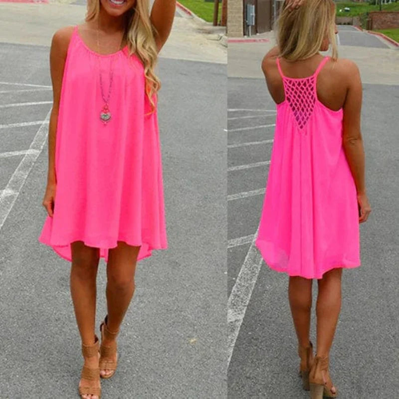 Women's Sleeveless Mini Dress Pink