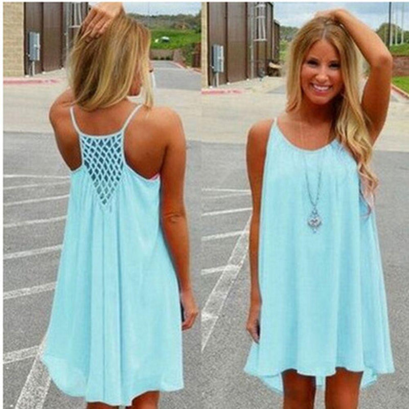 Women's Sleeveless Mini Dress Blue