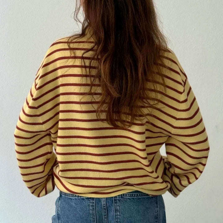 Women's Striped Pullover Sweater-MODAUTLET
