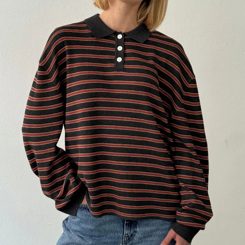 Women's Striped Pullover Sweater-MODAUTLET