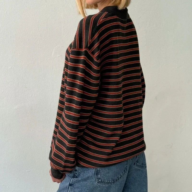 Women's Striped Pullover Sweater-MODAUTLET