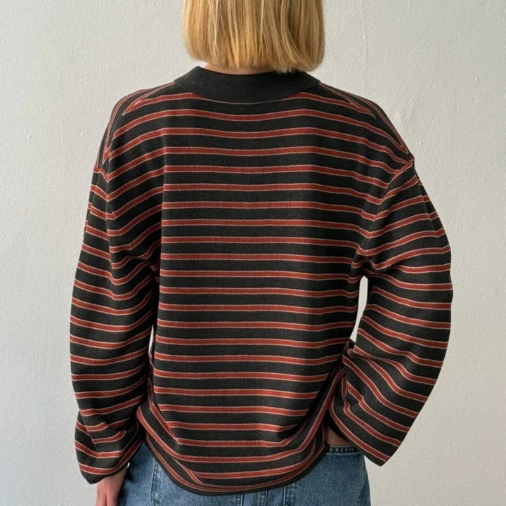 Women's Striped Pullover Sweater-MODAUTLET