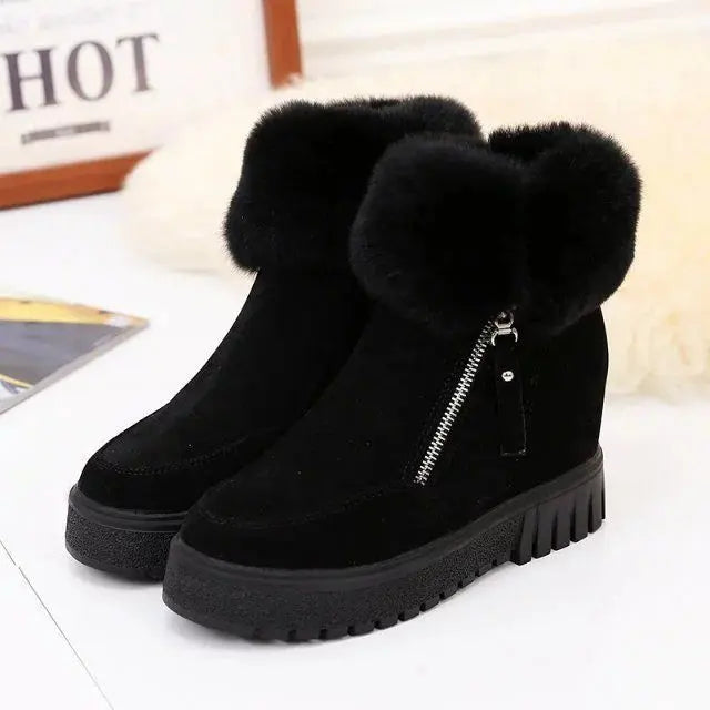 Women's Stylish & Comfortable Short Winter Boots with Integrated Heel Black